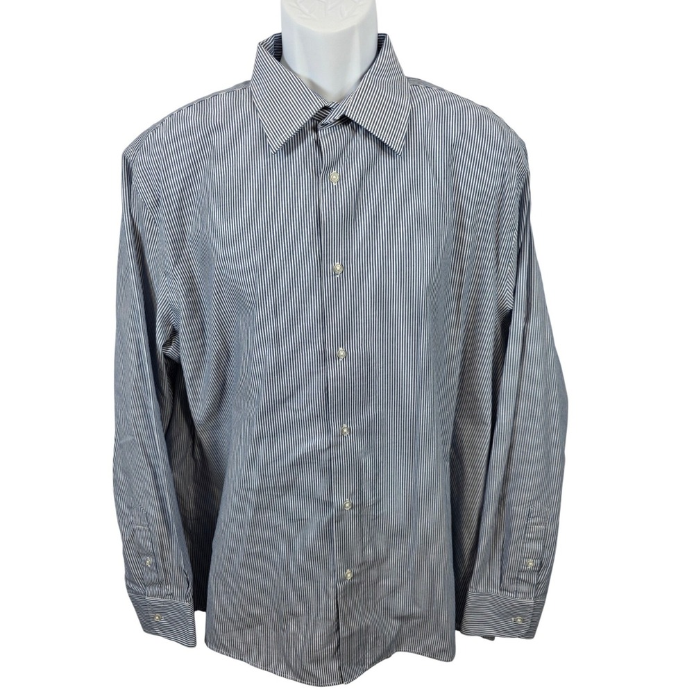 COVINGTON CLASSIC Mens Blue White Pinstripe Dress Shirt XL 17 17.5 34-35/A290
